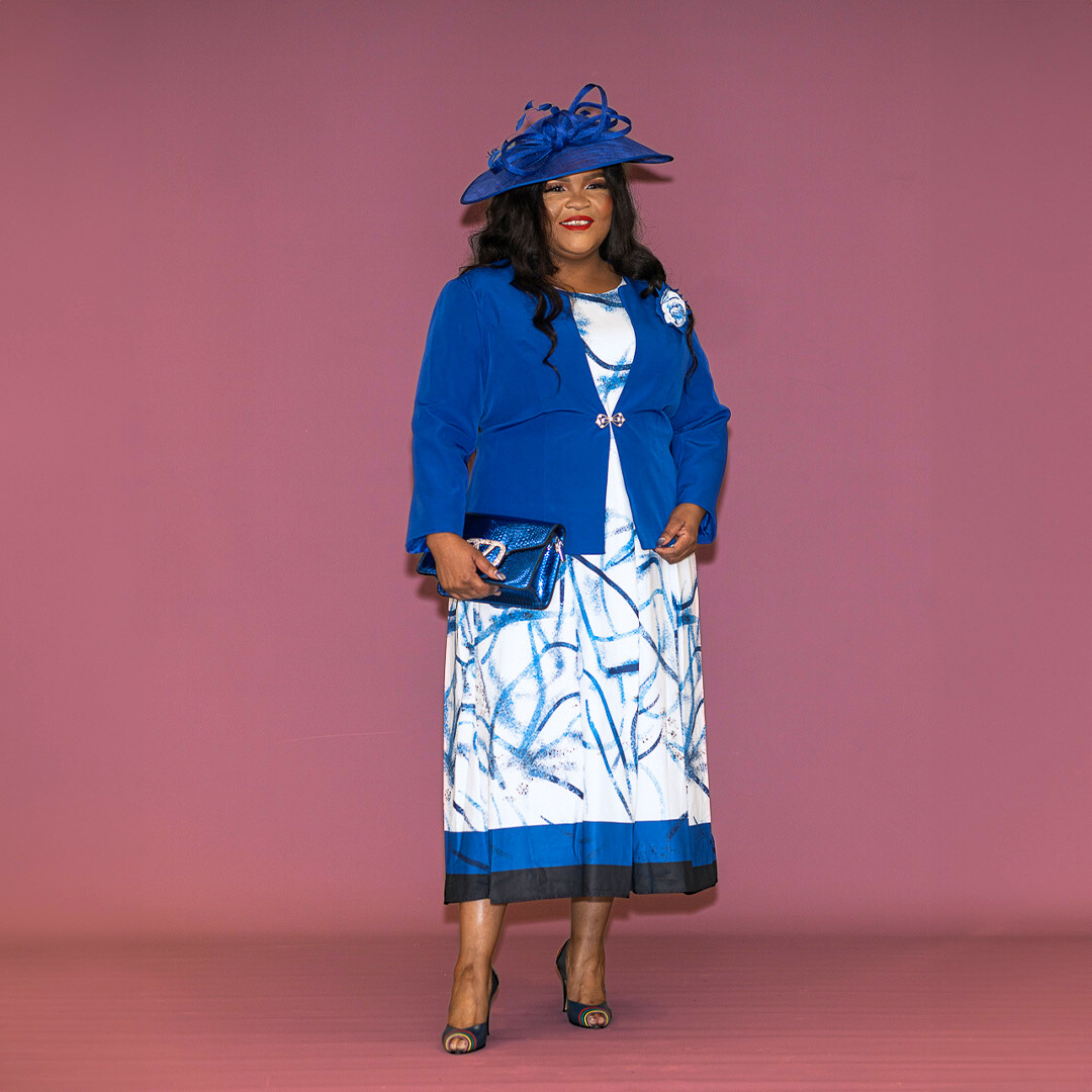 Blue Box Pleated Midi Dress & Jacket – Cerrura Fashions