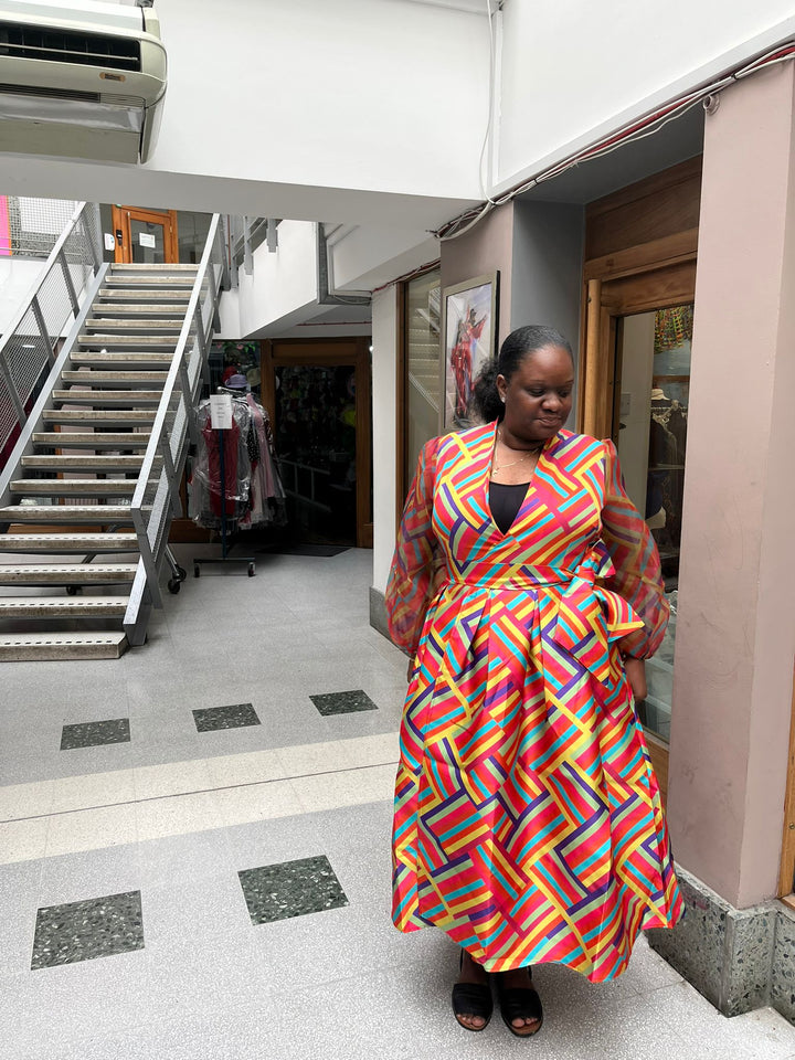 Multi Colored Fit and Flare Dress