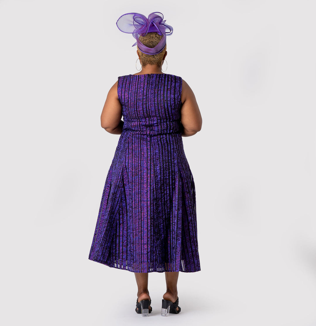 Purple Flared Midi Dress & Bolero Jacket Set