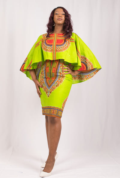 Green Dashiki African Dress - Cerrura Fashions