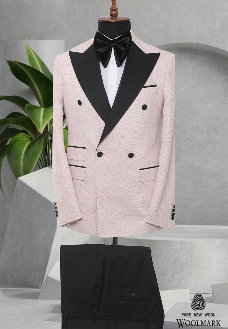Pink and Black Mens Double Breasted Dress Suit