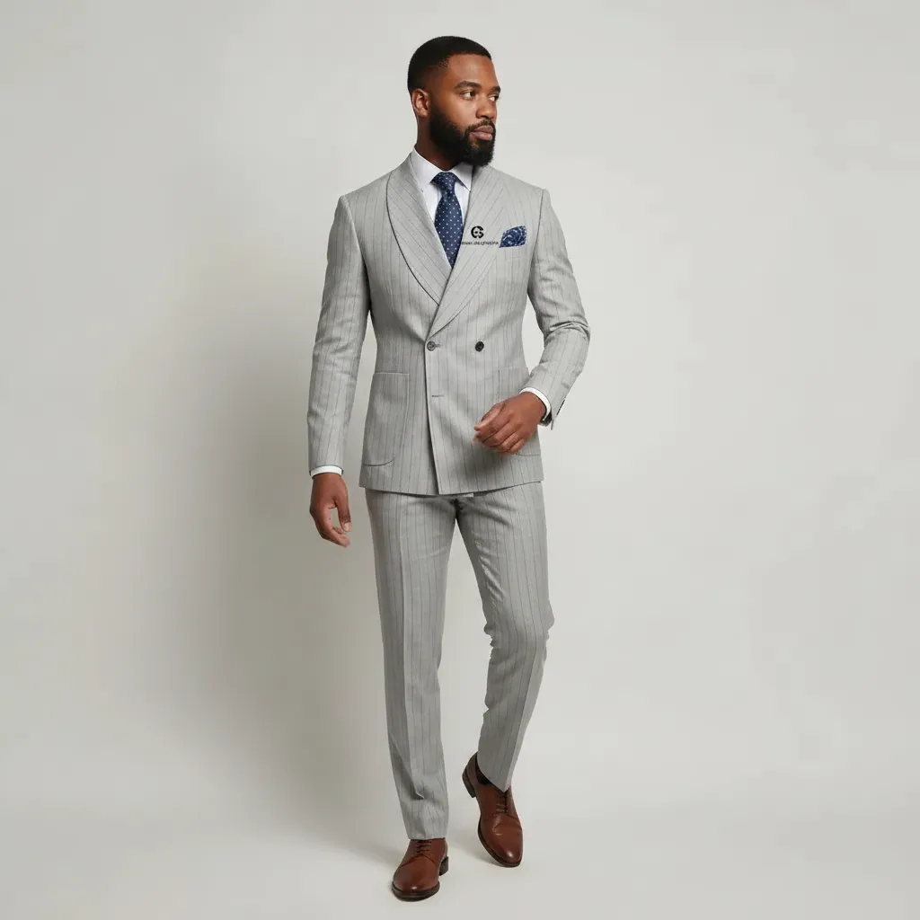 Light Grey Pinstripe Double‑Breasted Suit | Men’s Formalwear UK