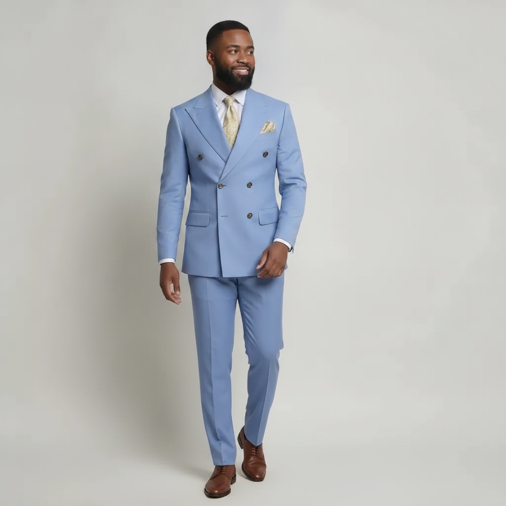 Light Blue Double‑Breasted Suit | Modern Men’s Formalwear UK