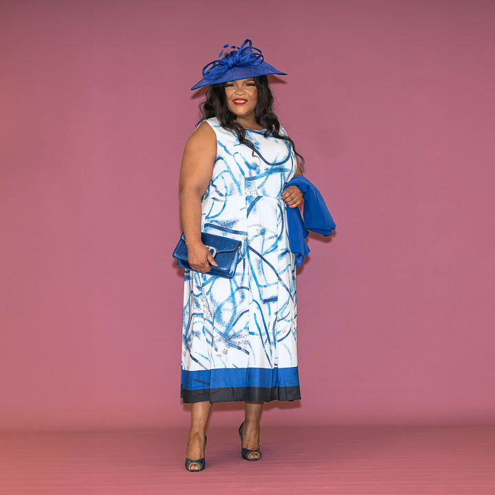 Blue Box Pleated Midi Dress & Jacket