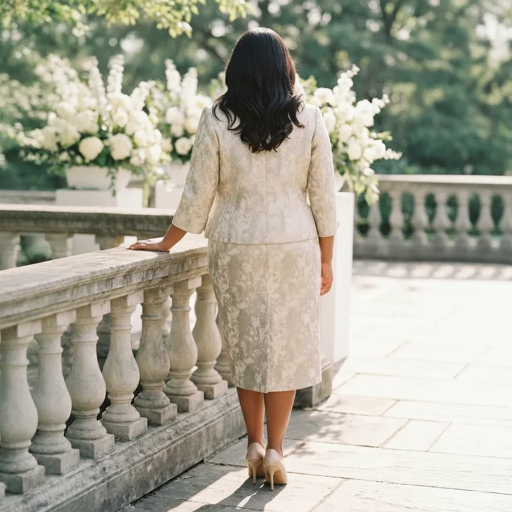 Champagne Midi Dress & Matching Jacket Set for Mother of the Bride/Groom