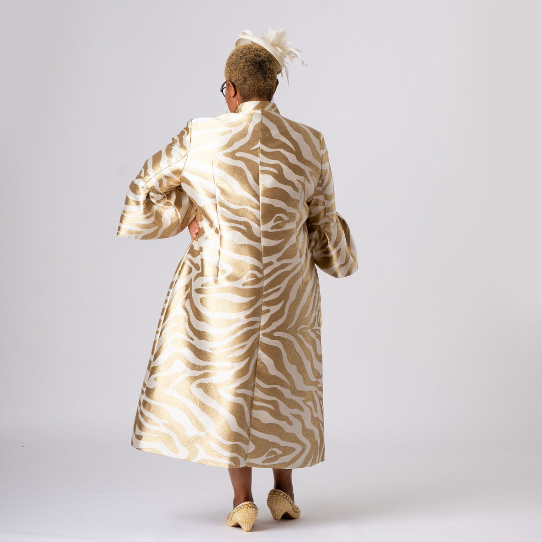 Gold & Ivory Formal Dress and Coat Set for Weddings