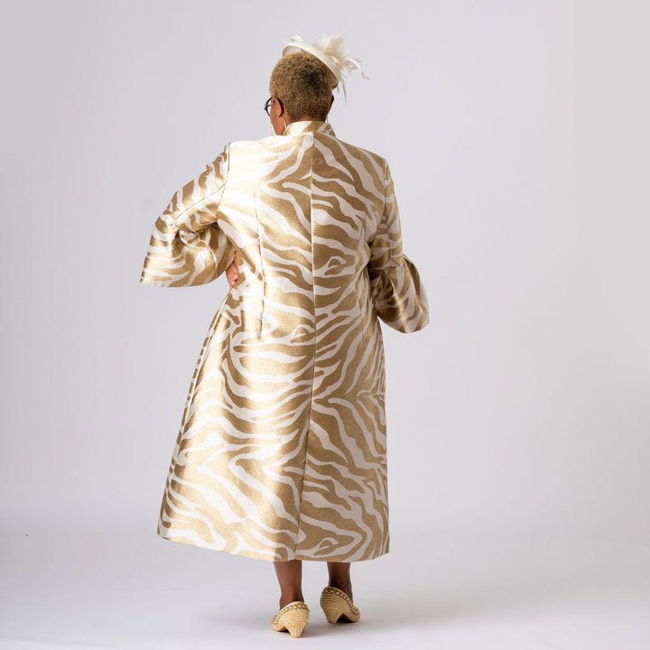 Gold & Ivory Formal Dress and Coat Set for Weddings