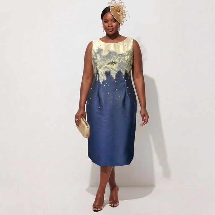 Gold & Navy Ombré Coat Dress Set