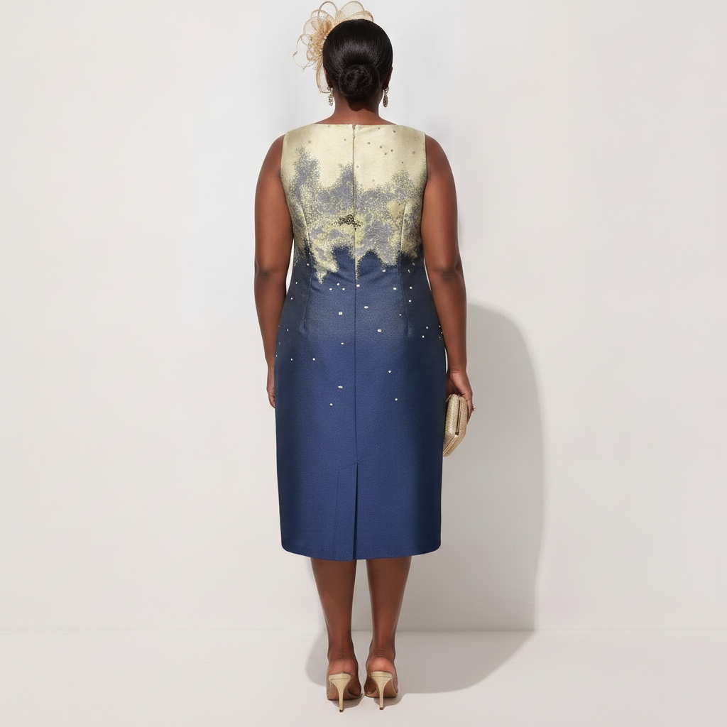 Gold & Navy Ombré Coat Dress Set
