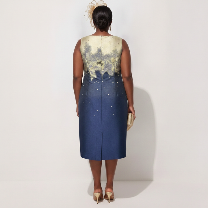 Gold & Navy Ombré Coat Dress Set