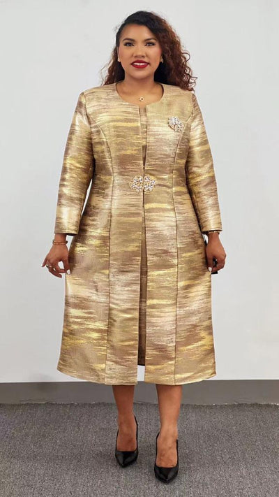 Stunning Gold Shades Long Jacket Dress for Weddings