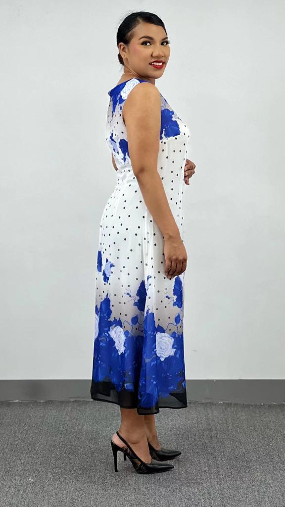 Blue Stylish Long Floral Dress with Jacket for any Occasion