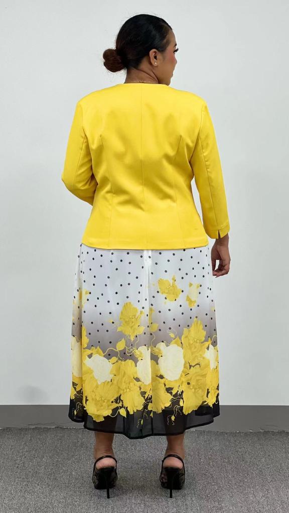 Yellow Stylish Long Floral Dress with Jacket for any Occasion