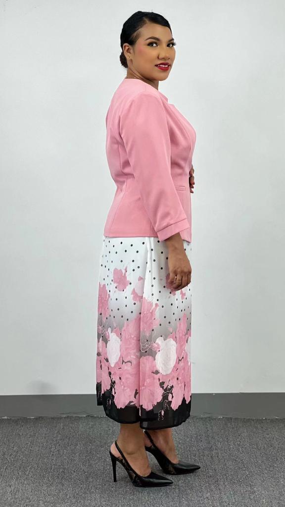 Pink Stylish Long Floral Dress with Jacket for any Occasion