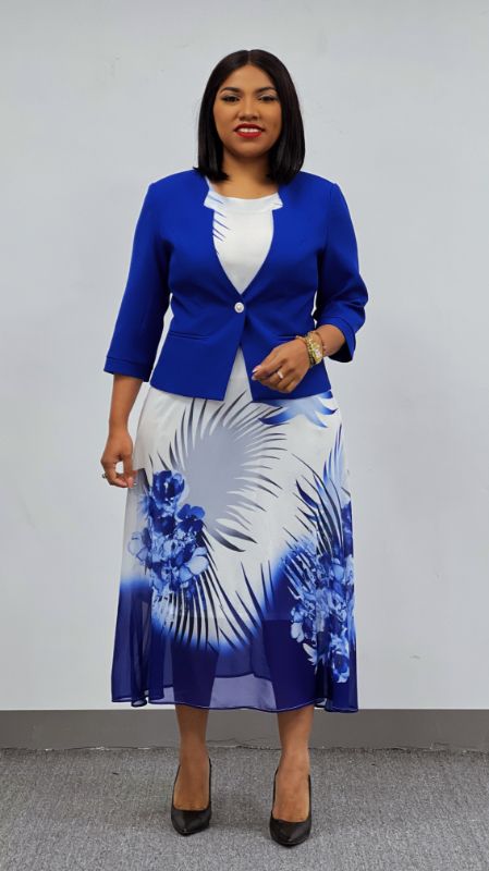 Blue Chiffon Dress & Jacket