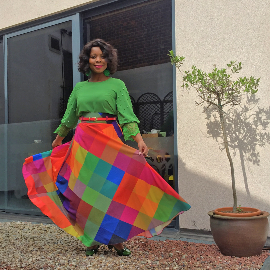 Colorful Maxi Skirt with Elastic Waistband