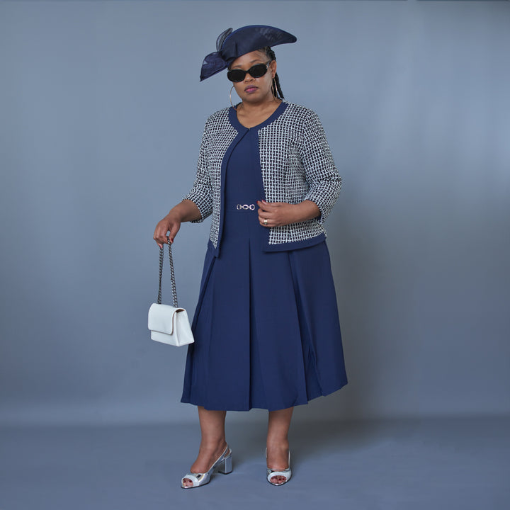 Elegant Navy Dress & Jacket for Moms: Perfect for Church & Special Occasions