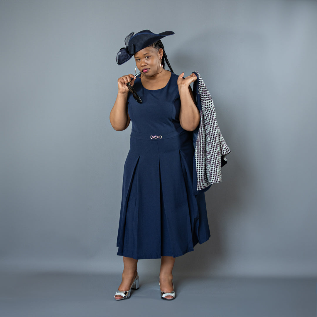 Elegant Navy Dress & Jacket for Moms: Perfect for Church & Special Occasions