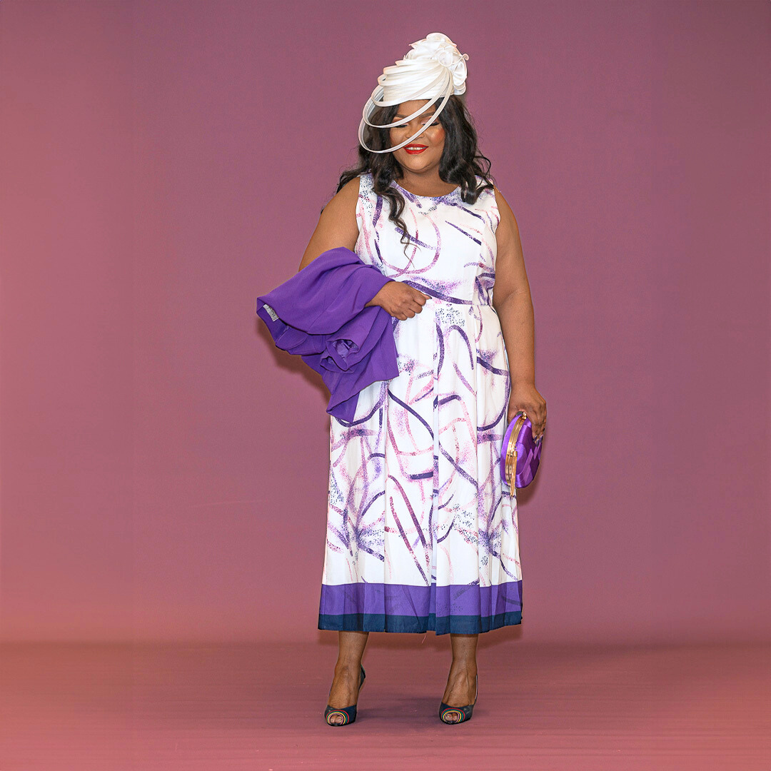 Purple Box Pleated Midi Dress & Jacket