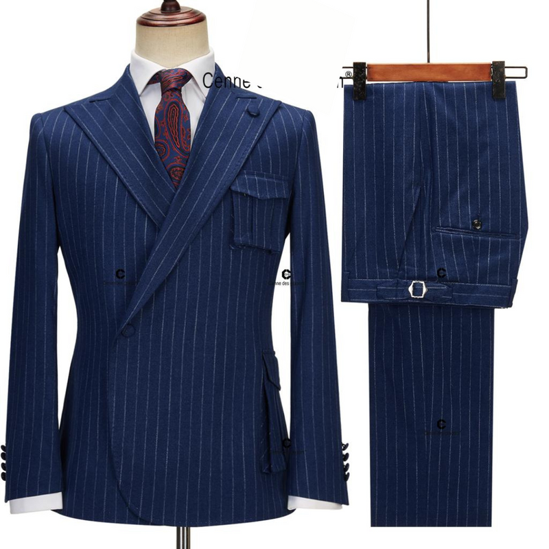 Navy Blue Pinstripe Suit UK
