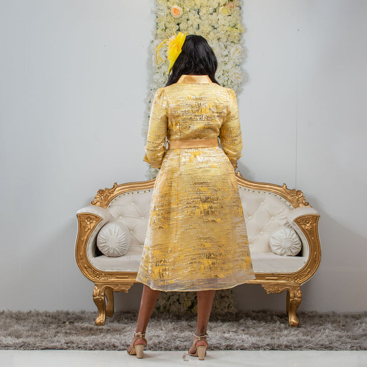 Flattering Fit & Flare Yellow Occasion Dress