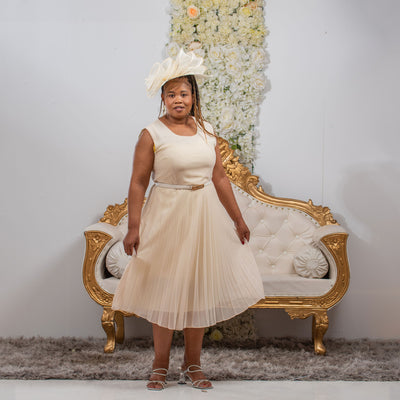 Stunning Cream Pleated Dress and Jacket for Wedding