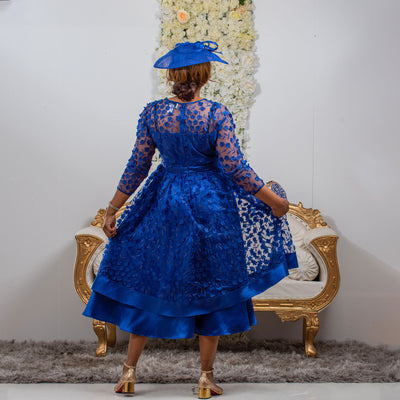 Stunning Blue Long Sleeve Tiered Dress for Weddings