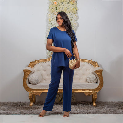 Elegant Navy Blue Trouser Suit for Ladies