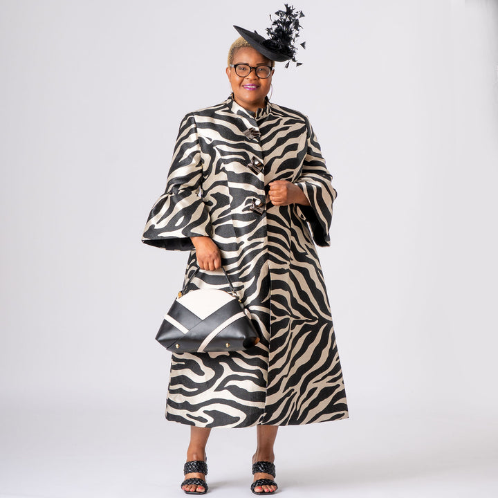 Zebra Print Formal Dress and Coat Set for Weddings
