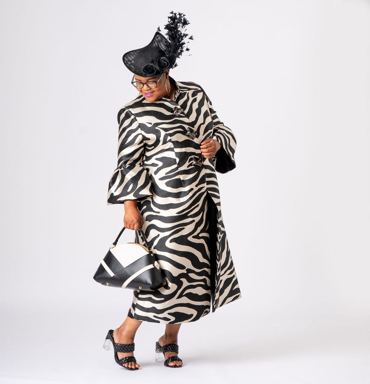 Zebra Print Formal Dress and Coat Set for Weddings