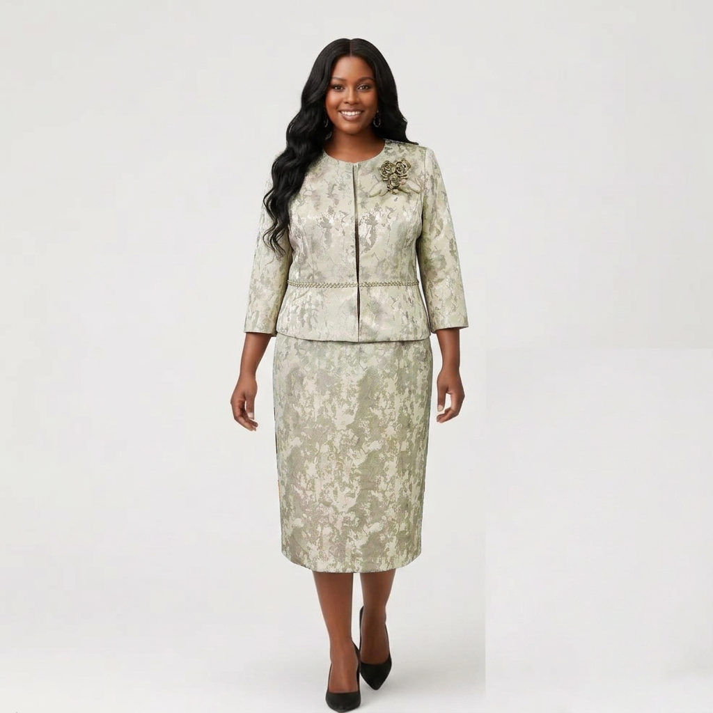 Champagne Midi Dress & Matching Jacket Set for Mother of the Bride/Groom
