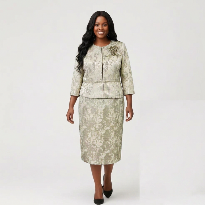 Champagne Midi Dress & Matching Jacket Set for Mother of the Bride/Groom