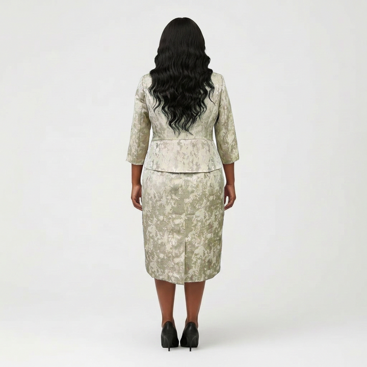 Champagne Midi Dress & Matching Jacket Set for Mother of the Bride/Groom