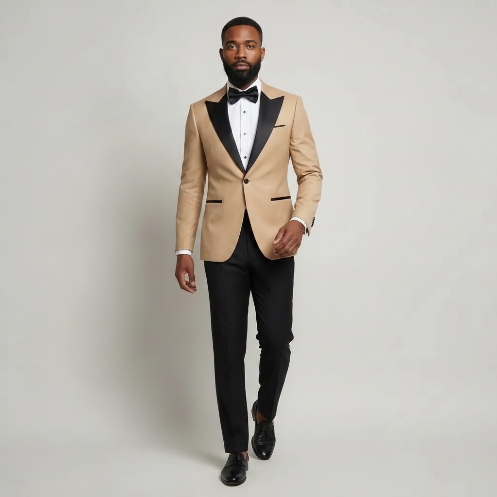 Gold &amp; Black Contrast Tuxedo | Modern Men’s Weddingwear UK