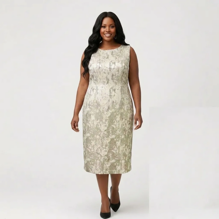 Champagne Midi Dress & Matching Jacket Set for Mother of the Bride/Groom