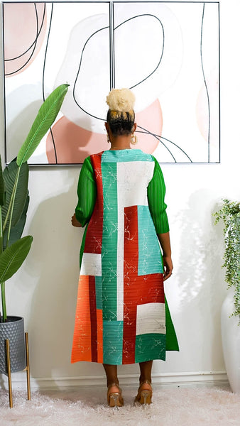 Elegant Green Miyake-Inspired Dress for Any Formal Occasion