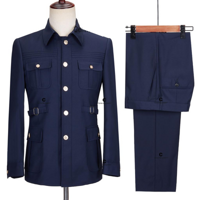 Stylish Navy Blue Safari Suit