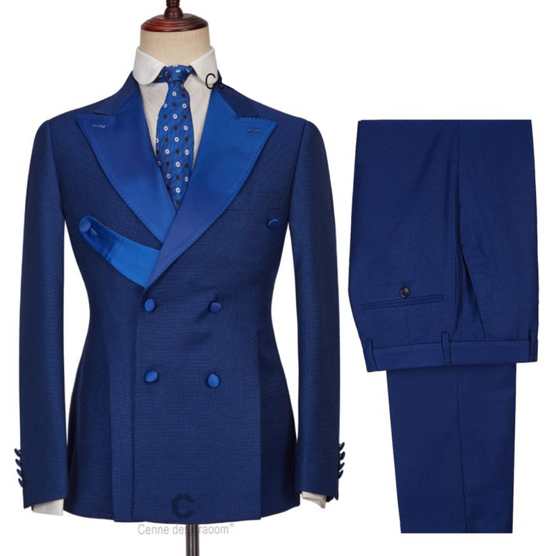 Stylish Royal Blue Double Breasted Tuxedo