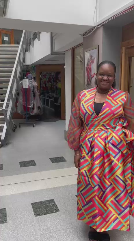 Multi Colored Fit and Flare Dress