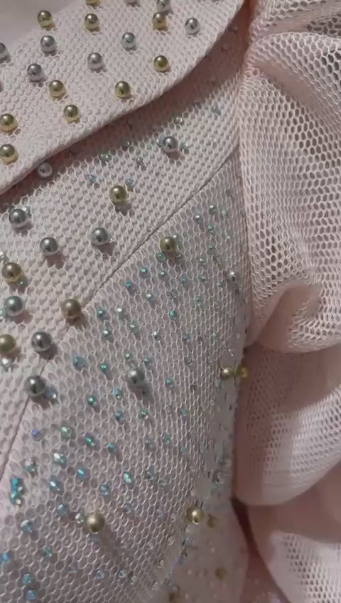 Peach Soft Ruffled Sleeve Blouse & Skirt Set