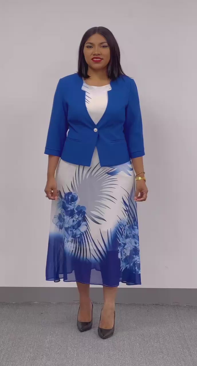 Blue Chiffon Dress & Jacket