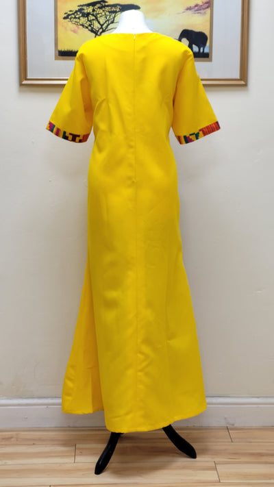 Yellow Dress with African Print