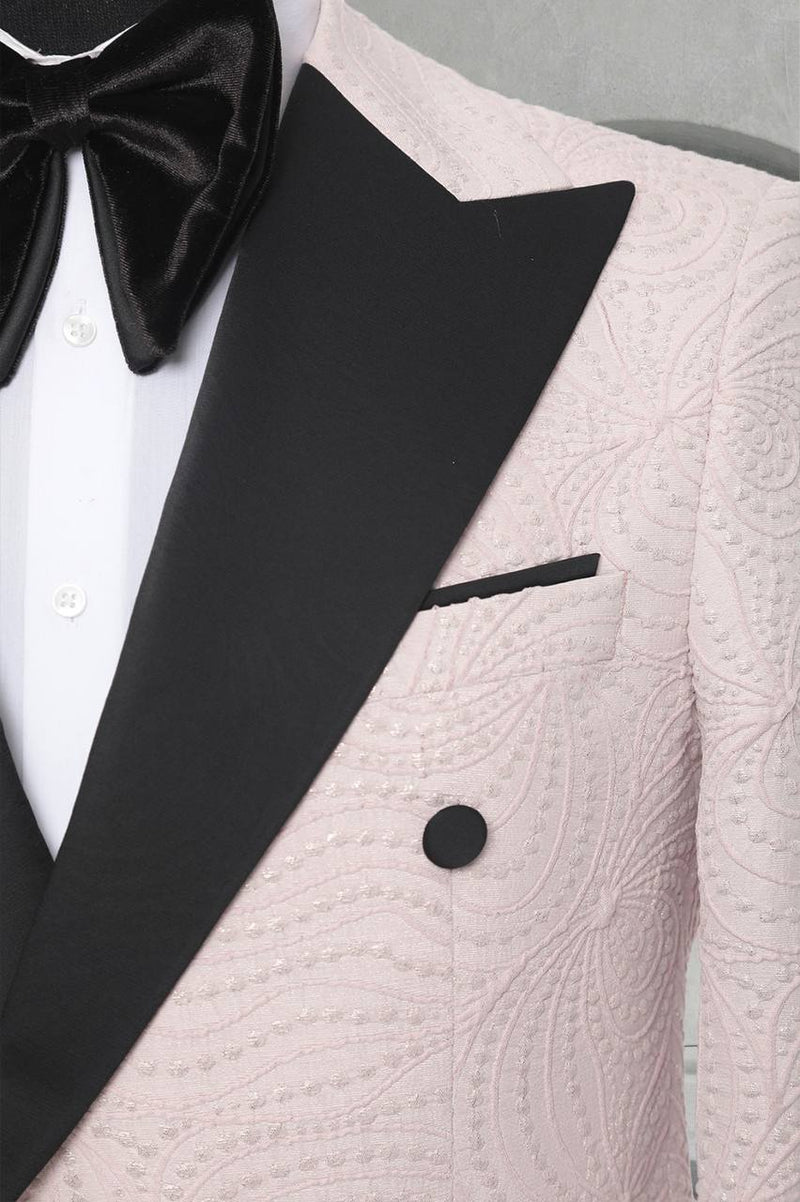 Pink and Black Mens Double Breasted Dress Suit