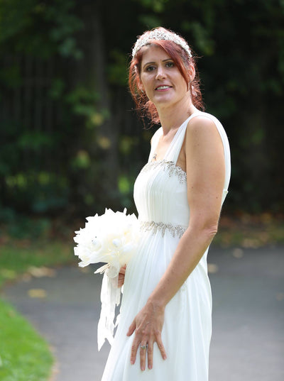 Straight Plain and Simple Cup Sleeve Wedding Dress - Cerrura Fashions