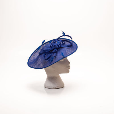Royal Blue Wide Fascinator with Feathers