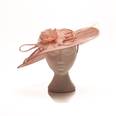 Pink Wide Fascinator with Flower