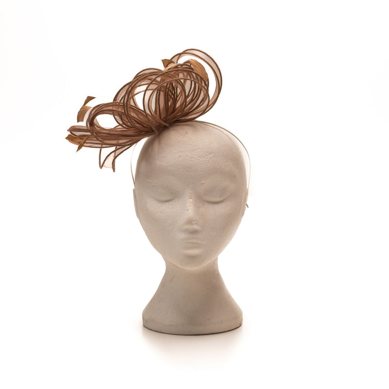 Brown Fascinator Swirlng Design