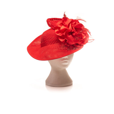 Red Side Hat with Flower