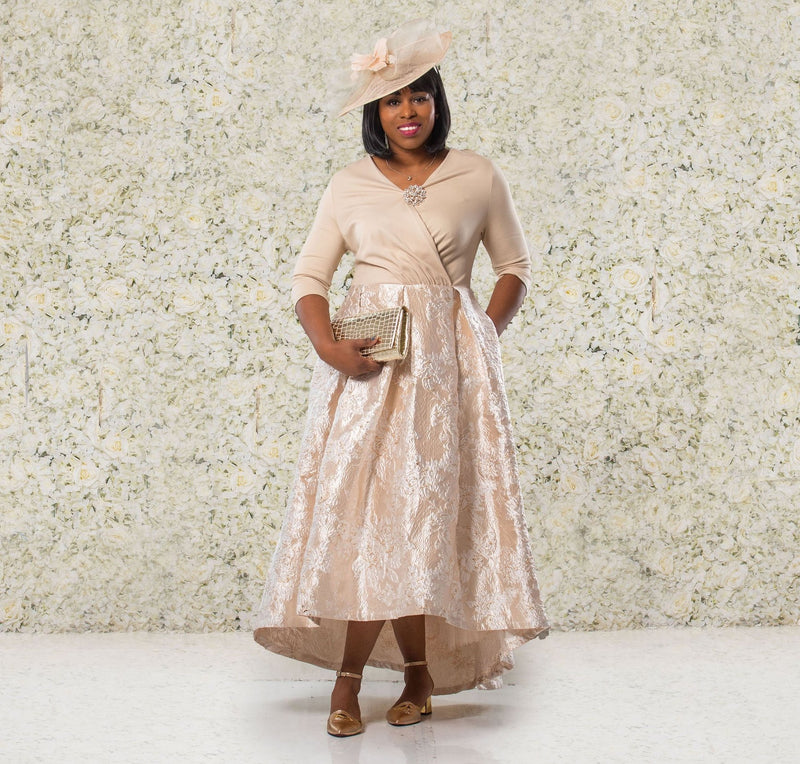Cream and gold plus size dresses top