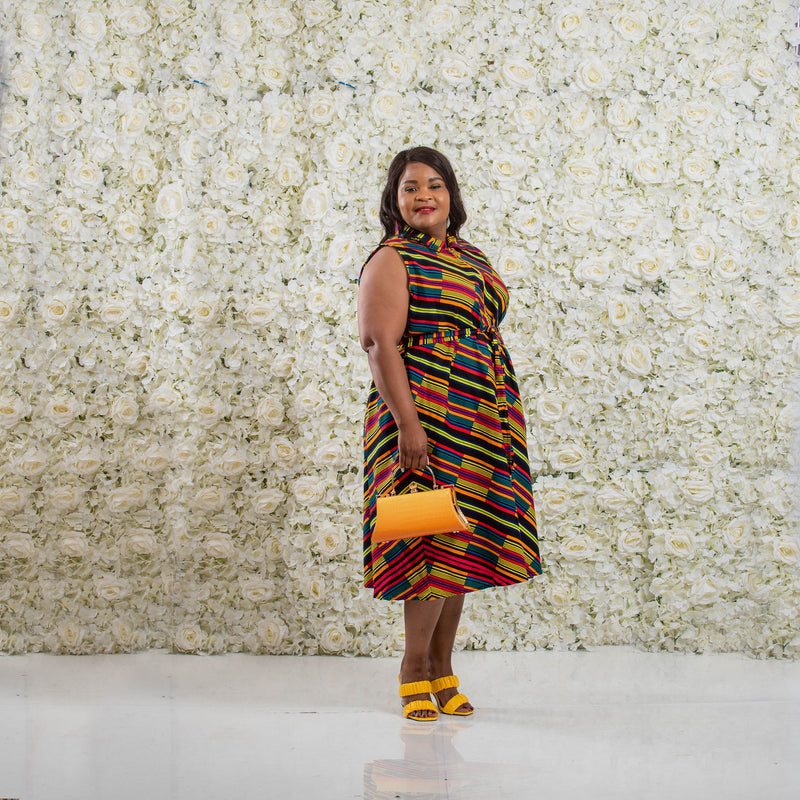 Multi Zip African Print Dress